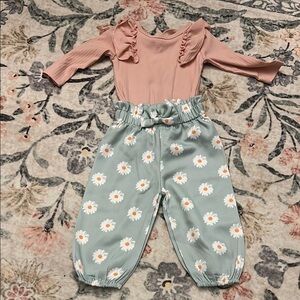 Kids Floral Matching Set - Pink and Green